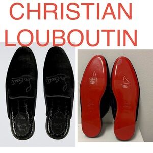 Christian Louboutin - Navy Coolito mules Black Velvet Men's Loafers. Brand New